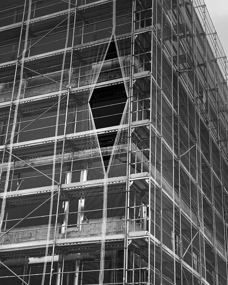 ABOUT:    The one-year residency continues!  We will use the space of Kulturfolger as a studio again, to continue the interpretation of our drawings into large-scale architectural models. The drawings are our imaginary interpretations of 1:1 architectural simulations on site.  With our project rotative research - edition IV ‘MATERIALISATION OF INTENTIONS: EVIDENCE OF THE ABSENT’, we explore and re-interpret these simulation methods, that balance between visible and invisible, being 'partially present' on site.  The simulations are ‘fragments that never show us the whole, depending on our imagination to complete the image, which we consider an important experimental dimension of architecture.  During the open studio we will also present a series of interviews that we have developed during the year in residency. Five different observers, a.o. a resident, an architect and a scenographer, have been interviewed about their thoughts and experiences regarding printed facade textiles ('replicas'). We have invited architect Elettra Carnelli to take the role of reporter. She will present her findings on Saturday at 20h.   Friday 1- Saturday 2 November 10:00 - 20:00h The open studio will finish on Saturday evening, with drinks and music!